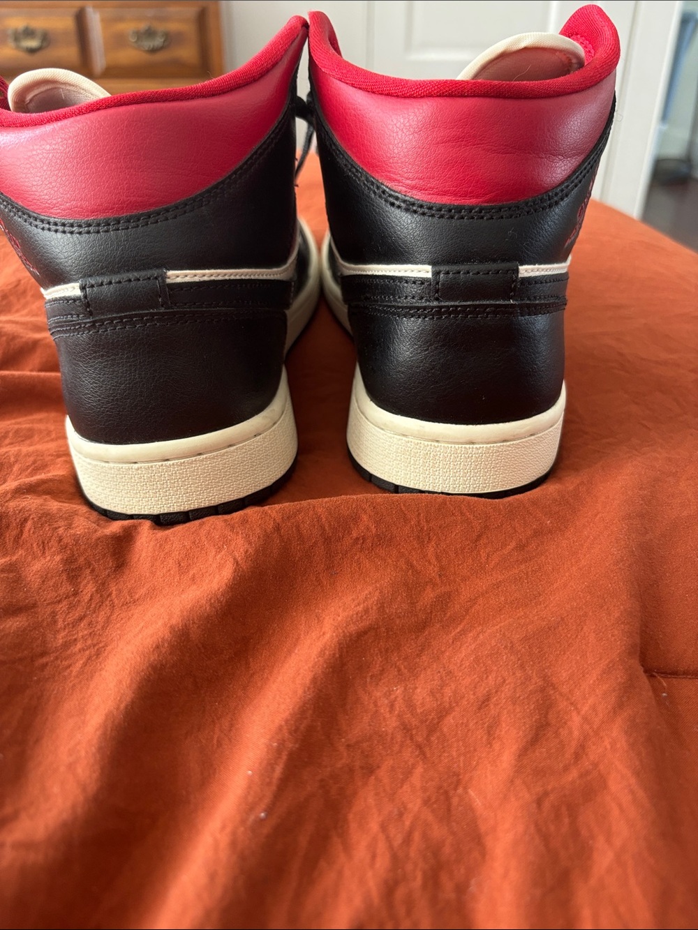 Nike Black White Red Air Jordan 1 Mid Basketball Shoes - Picture 10 of 15
